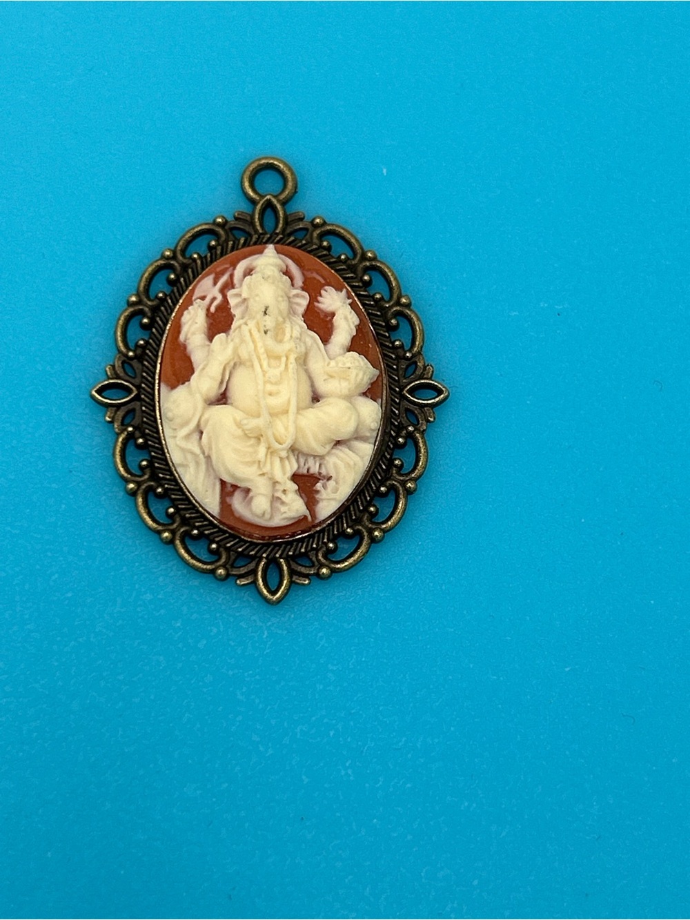 Vintage-Style Ganesha Cameo Pendant Necklace Charm Remover Of Obstacles